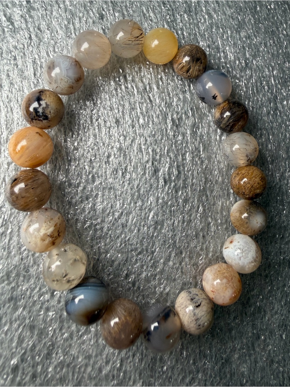 Beautiful 9MM Dendritic Opal Natural Crystal Bracelet